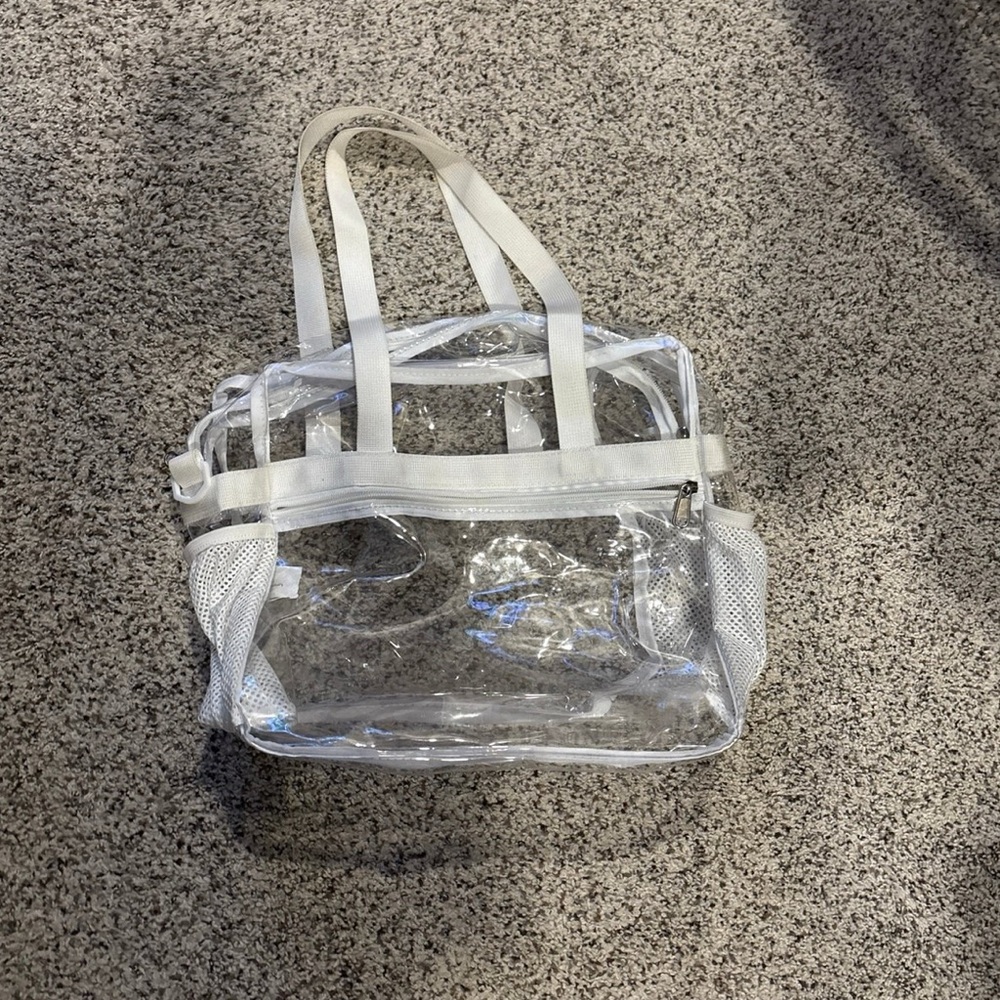 Clear Tote Bag with White Accents